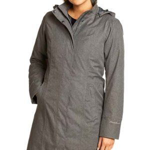 Eddie Bauer Light Grey Girl On The Go Insulated Trench Coat (Detachable Hood)